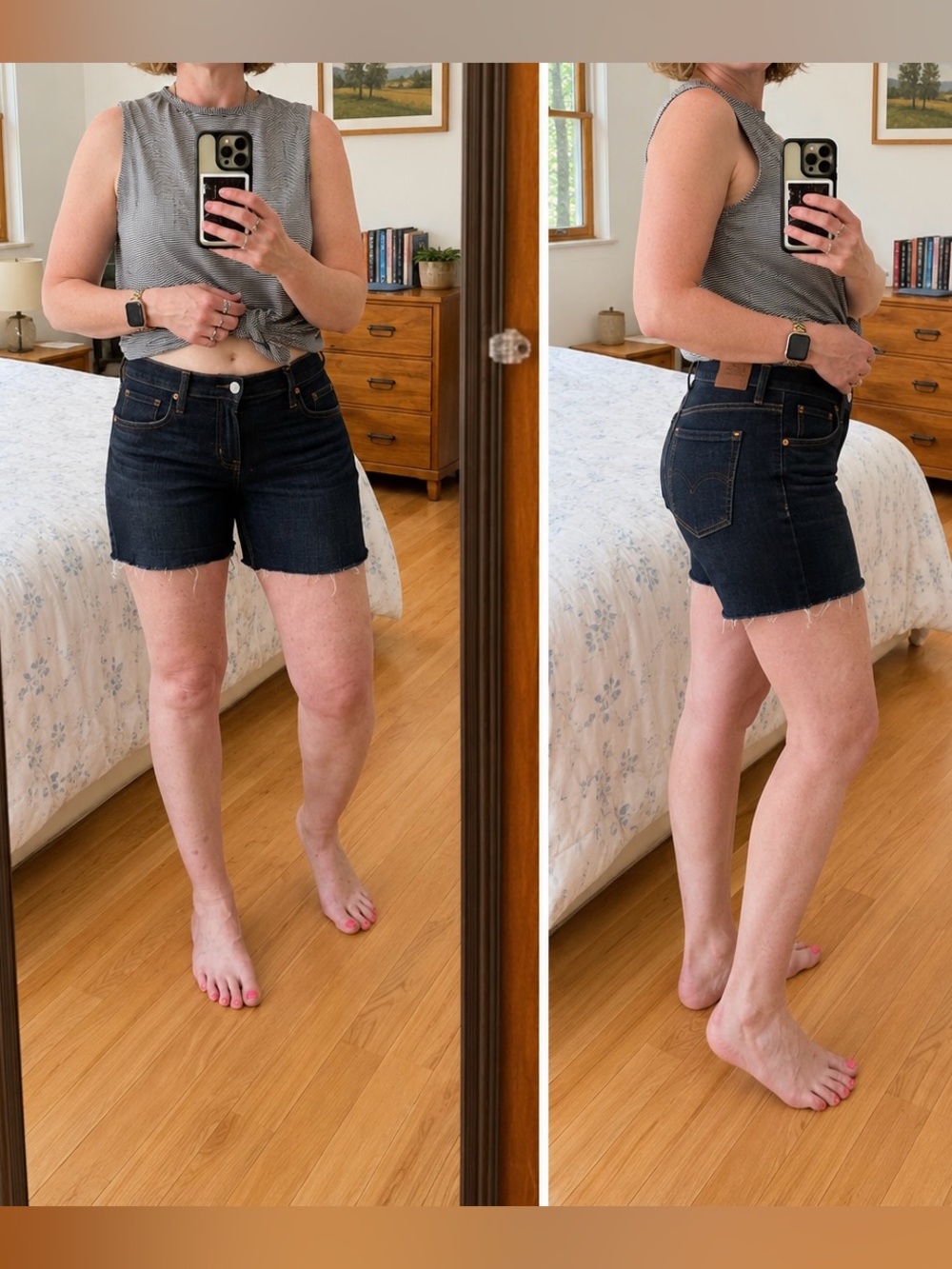GAP Dark Blue Denim Frayed Hem Shorts